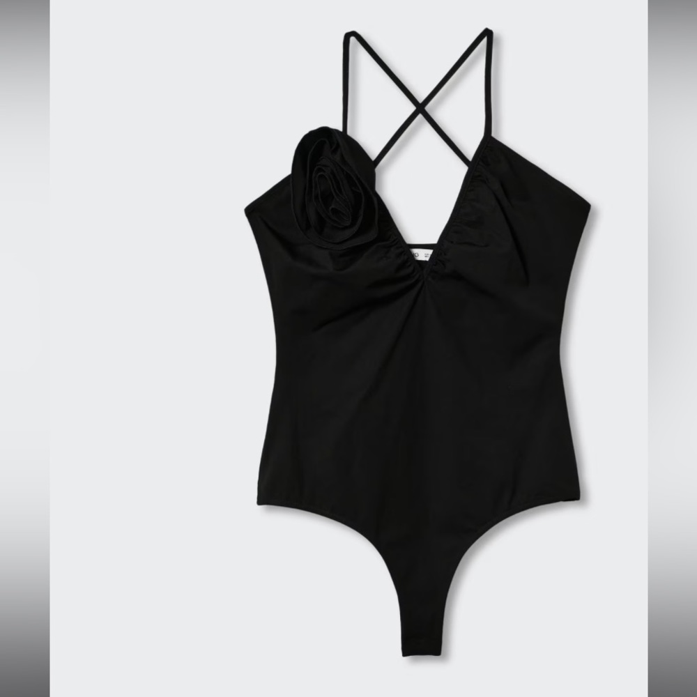 MANGO snappy body suit with flower detail